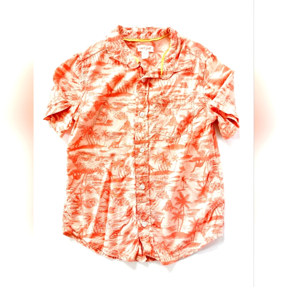 Dinosaur Hawaiian Shirt Peach/Orange‎ Small 6/7 Cat & Jack